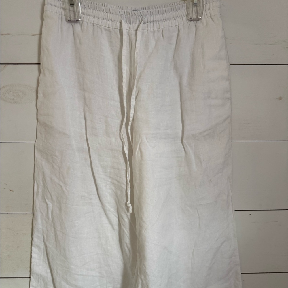 Kenar White Linen Wide leg pants